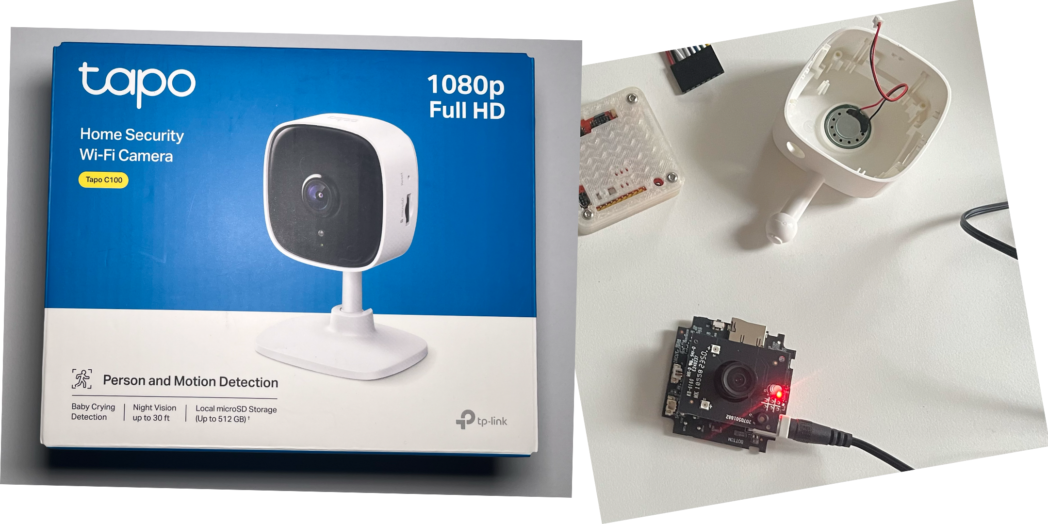 tapo security camera inside and outside its box hehe